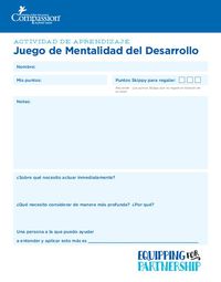 Tarjeta de Puntuación y Plan de Acción para el juego de Mentalidad de Desarrollo
